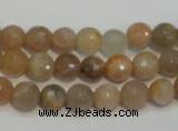 CCS311 15.5 inches 8mm faceted round natural sunstone beads