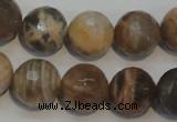 CCS314 15.5 inches 14mm faceted round natural sunstone beads