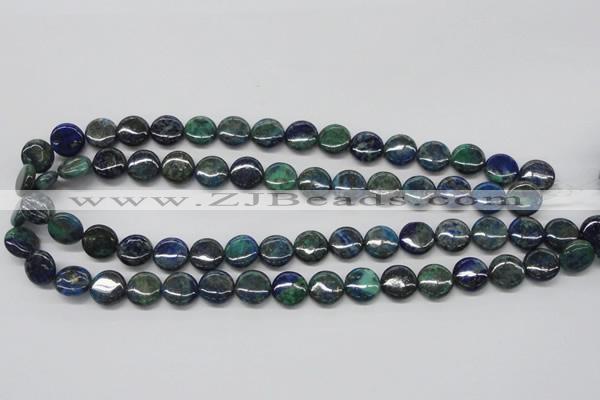 CCS63 16 inches 12mm flat round dyed chrysocolla gemstone beads