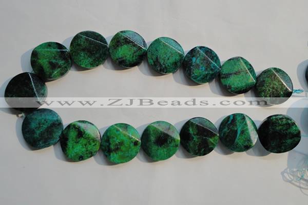 CCS677 15.5 inches 25mm faceted coin dyed chrysocolla gemstone beads