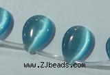 CCT1024 Top-drilled 13*18mm flat teardrop cats eye beads wholesale