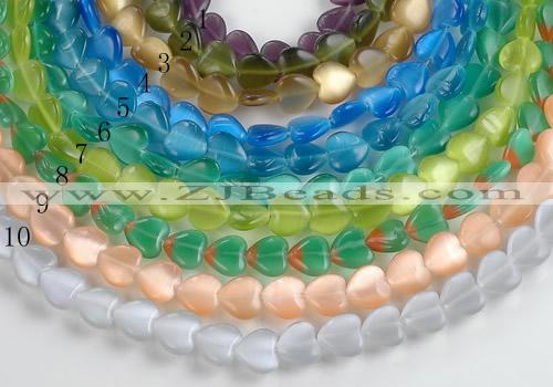 CCT14 10*12mm different color heart cats eye beads Wholesale