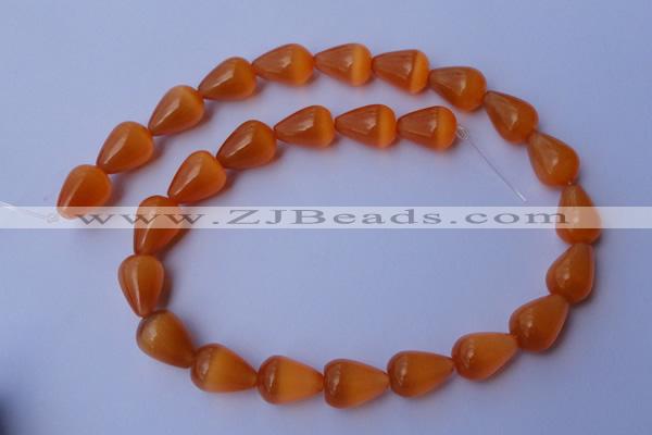 CCT18 14 inches 10*14mm teardrop orange red cats eye beads wholesale