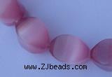 CCT25 14 inches 10*14mm twisted pink cats eye beads wholesale