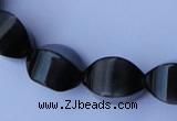 CCT32 14 inches 10*14mm twisted black cats eye beads wholesale