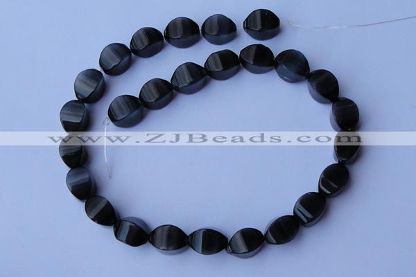 CCT32 14 inches 10*14mm twisted black cats eye beads wholesale