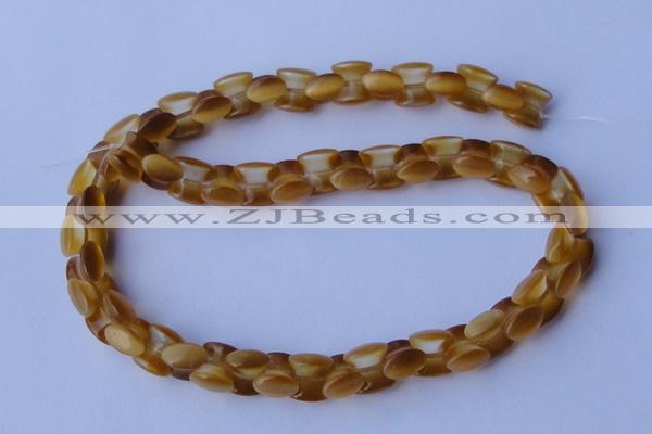 CCT38 14.5 inches 6*10mm drum-shaped honey yellow cats eye beads