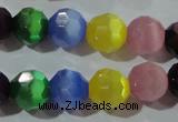 CCT386 15 inches 8mm faceted round cats eye beads wholesale