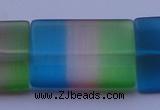 CCT45 15 inches 25*35mm flat rectangle mix color cats eye beads