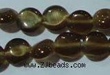 CCT458 15 inches 6mm flat round cats eye beads wholesale