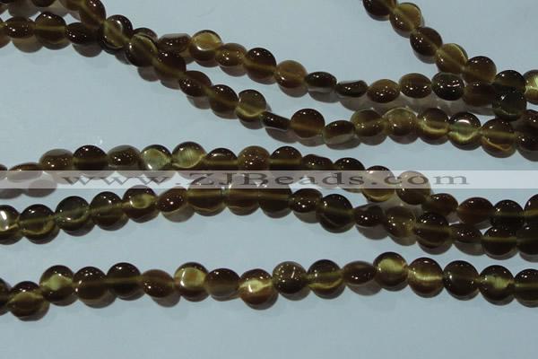 CCT458 15 inches 6mm flat round cats eye beads wholesale