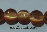 CCT488 15 inches 8mm flat round cats eye beads wholesale