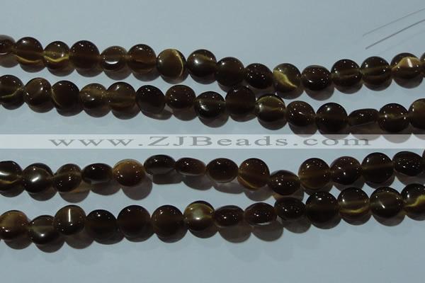 CCT489 15 inches 8mm flat round cats eye beads wholesale