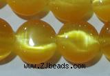 CCT515 15 inches 10mm flat round cats eye beads wholesale