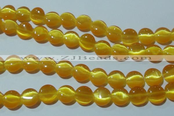 CCT515 15 inches 10mm flat round cats eye beads wholesale