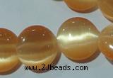 CCT516 15 inches 10mm flat round cats eye beads wholesale