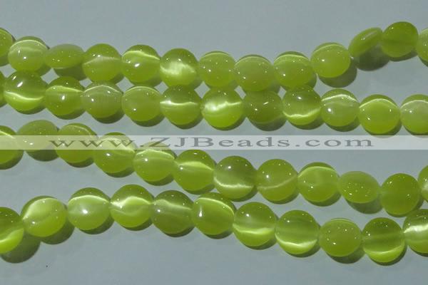 CCT520 15 inches 10mm flat round cats eye beads wholesale