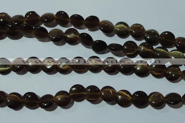 CCT527 15 inches 10mm flat round cats eye beads wholesale