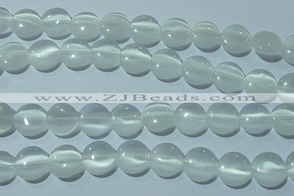 CCT540 15 inches 12mm flat round cats eye beads wholesale