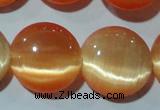 CCT543 15 inches 12mm flat round cats eye beads wholesale