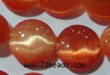 CCT546 15 inches 12mm flat round cats eye beads wholesale