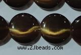 CCT548 15 inches 12mm flat round cats eye beads wholesale