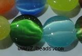 CCT552 15 inches 12mm flat round cats eye beads wholesale