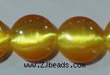 CCT571 15 inches 14mm flat round cats eye beads wholesale
