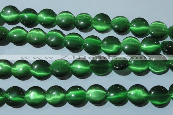 CCT576 15 inches 14mm flat round cats eye beads wholesale