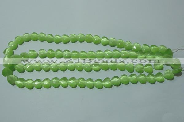 CCT965 15 inches 10*10mm faceted heart cats eye beads wholesale