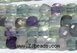 CCU1002 15 inches 4mm faceted cube fluorite beads