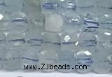 CCU1003 15 inches 4mm faceted cube aquamarine beads