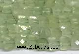 CCU1014 15 inches 4mm faceted cube prehnite beads