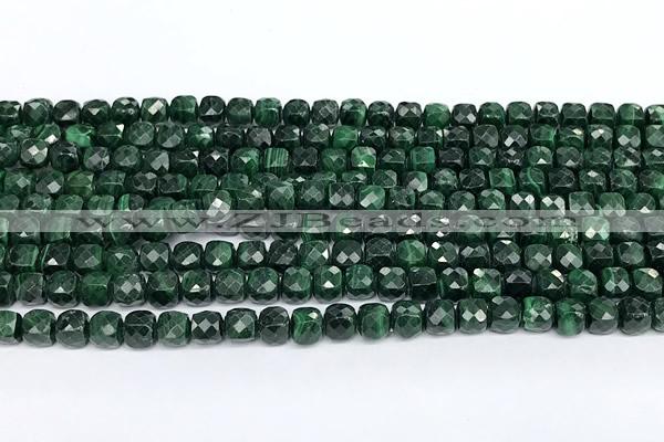 CCU1016 15 inches 4mm faceted cube malachite beads