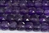 CCU1021 15 inches 4mm faceted cube amethyst beads