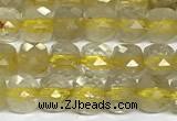 CCU1025 15 inches 4mm faceted cube golden rutilated quartz beads