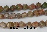 CCU103 15.5 inches 6*6mm cube New unakite beads wholesale