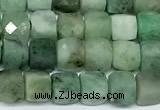 CCU1038 15 inches 6mm faceted cube emerald beads