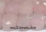 CCU1053 15 inches 8mm faceted cube rose quartz beads