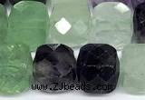 CCU1054 15 inches 8mm faceted cube fluorite beads