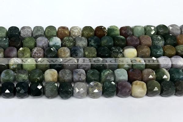 CCU1065 15 inches 8mm faceted cube Indian agate beads