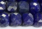 CCU1068 15 inches 8mm faceted cube lapis lazuli beads