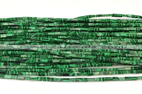 CCU1109 15 inches 2*4mm cuboid imitate malachite beads