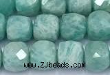 CCU1277 15 inches 6mm - 7mm faceted cube amazonite beads