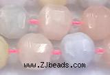 CCU1287 15 inches 9mm - 10mm faceted cube morganite beads