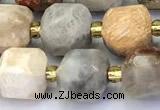 CCU1288 15 inches 9mm - 10mm faceted cube chrysanthemum agate beads