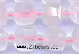 CCU1301 15 inches 9mm - 10mm faceted cube rose quartz beads