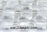 CCU1310 15 inches 7mm - 8mm faceted cube white crystal beads