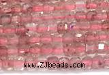 CCU1327 15 inches 2.5mm faceted cube strawberry quartz beads