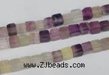 CCU23 15.5 inches 5*5mm cube rainbow fluorite beads wholesale